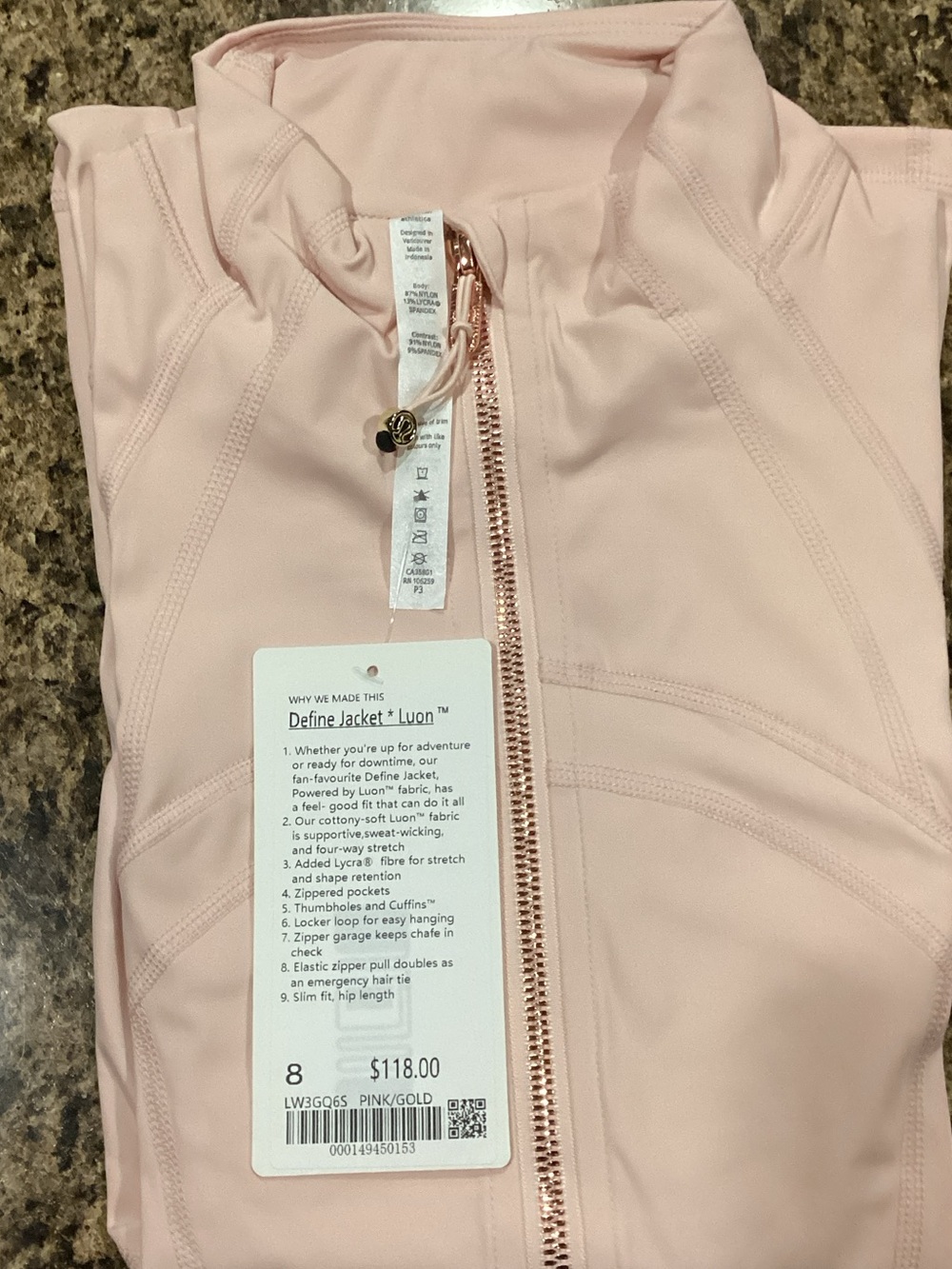 lululemon athletica Pink Define Jacket with Rose Gold Zipper